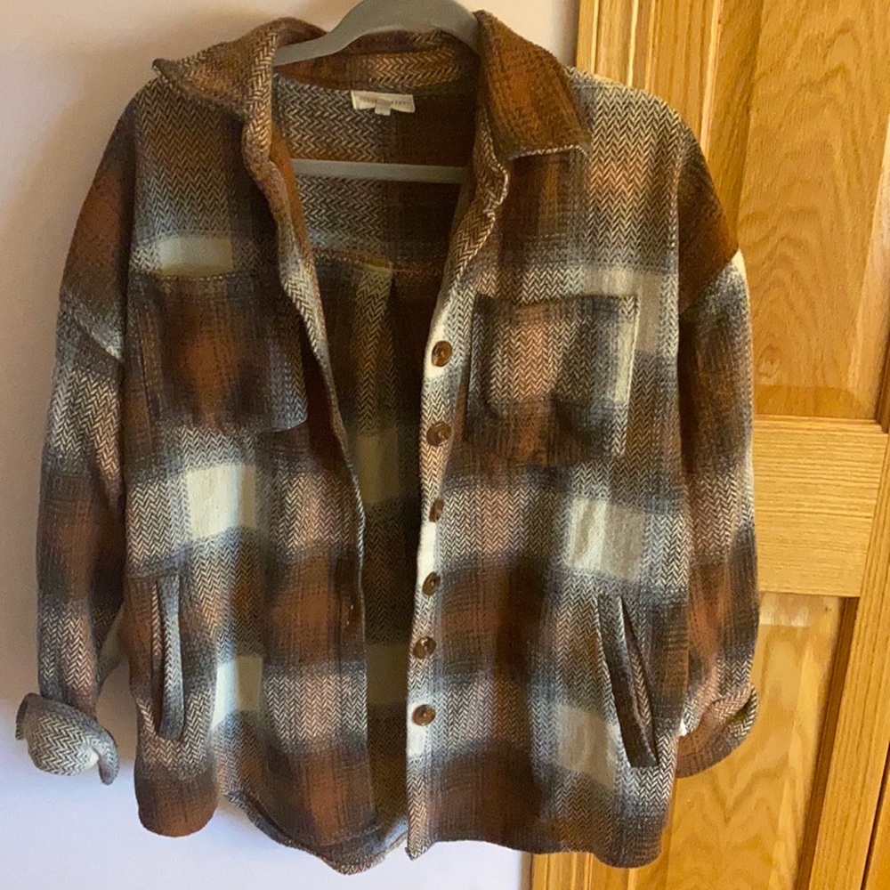 Plaid shacket gilded intent from buckle